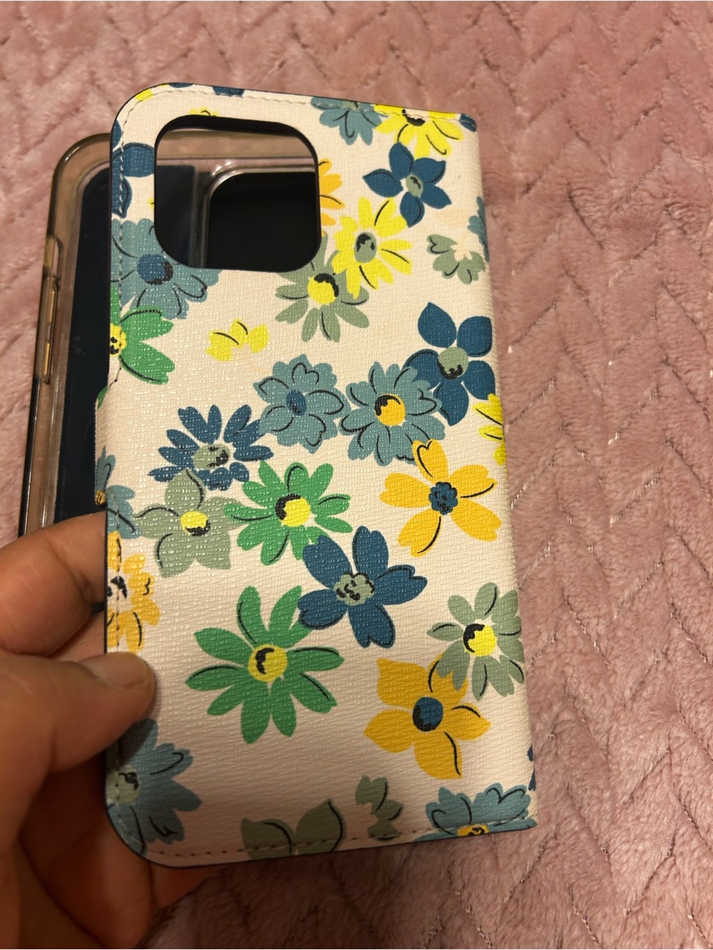 kate spade White Floral Wallet Phone Case with Blue, Green & Yellow Flowers